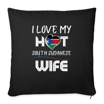 Funny I Love My Hot South Soudanese Wife Husband - Sofa pillowcase 17,3'' x 17,3'' (45 x 45 cm) - black - Front
