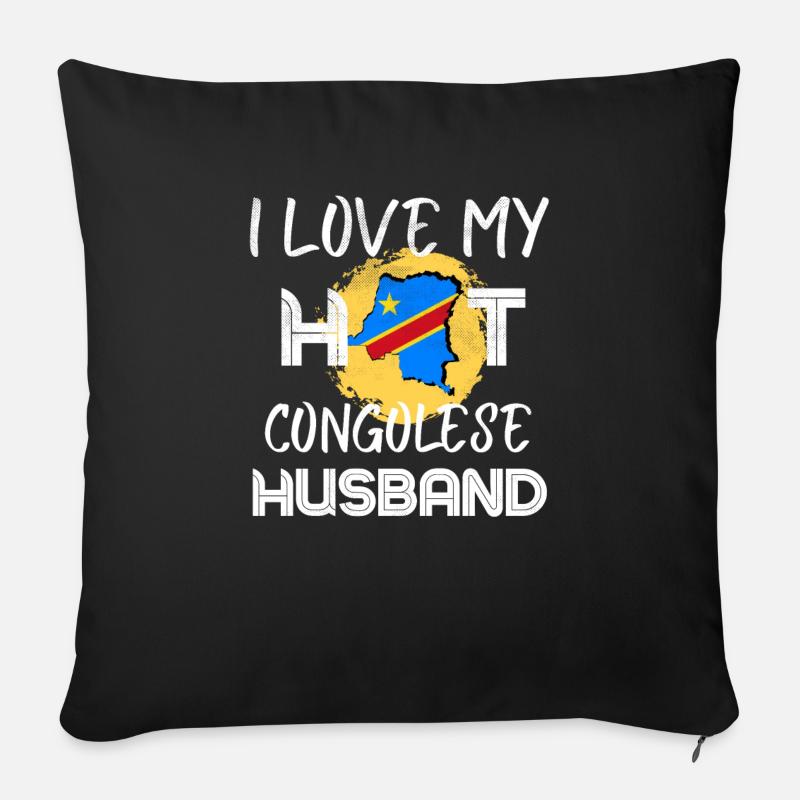 Funny Congolese Husband Congo Proud Wife - Sofakissenbezug 45 x 45 cm - Schwarz