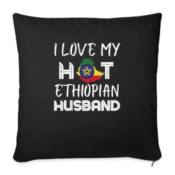 Drôle de mari éthiopien Fière épouse - Housse de coussin décorative 45 x 45 cm - noir - Devant