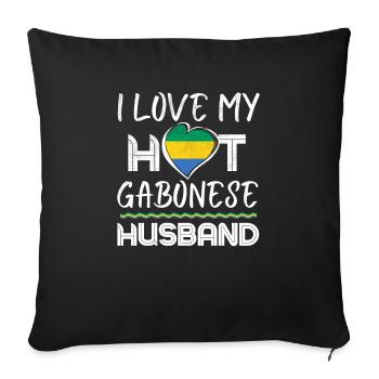 Funny Gabonese Husband Proud Wife - Sofa pillowcase 17,3'' x 17,3'' (45 x 45 cm) - black - Front