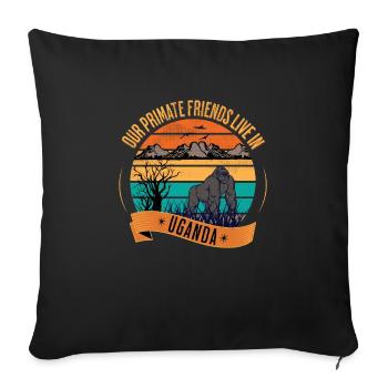 Uganda Gorilla Our Primate Friends - Sofa pillowcase 17,3'' x 17,3'' (45 x 45 cm) - black - Front