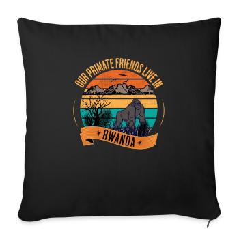 Rwanda Gorilla Our Primate Friends - Sofa pillowcase 17,3'' x 17,3'' (45 x 45 cm) - black - Front