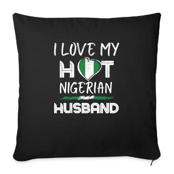 Nigerian Husband Proud Wife - Sofa pillowcase 17,3'' x 17,3'' (45 x 45 cm) - black - Front