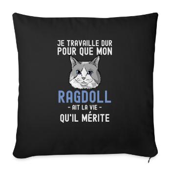 Chat mignon de race Ragdoll - Housse de coussin décorative 45 x 45 cm - noir - Devant