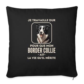 Chien de race border collie 6 - Housse de coussin décorative 45 x 45 cm - noir - Devant