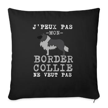 Chien de race border collie - Housse de coussin décorative 45 x 45 cm - noir - Devant