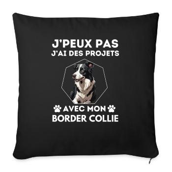 chien doux border collie 3 - Housse de coussin décorative 45 x 45 cm - noir - Devant