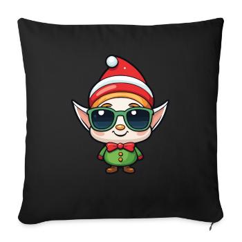 Elf Christmas Drawing - Sofa pillowcase 17,3'' x 17,3'' (45 x 45 cm) - black - Front