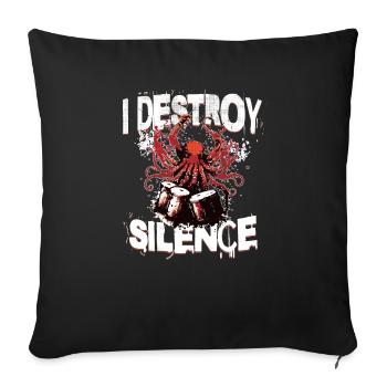 Octopus Drums Destroy Silence Drummer - Sofa pillowcase 17,3'' x 17,3'' (45 x 45 cm) - black - Front