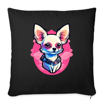 Chihuahua Dog Drawing - Sofa pillowcase 17,3'' x 17,3'' (45 x 45 cm) - black - Front