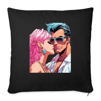 Anime Together for Eternity - Sofa pillowcase 17,3'' x 17,3'' (45 x 45 cm) - black - Front