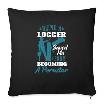 Bûcheron tronçonneuse arboriste - Housse de coussin décorative 45 x 45 cm - noir - Devant