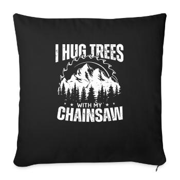 Bûcheron tronçonneuse arboriste - Housse de coussin décorative 45 x 45 cm - noir - Devant