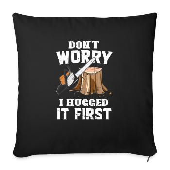 Bûcheron tronçonneuse arboriste - Housse de coussin décorative 45 x 45 cm - noir - Devant