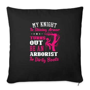 Bûcheron tronçonneuse arboriste - Housse de coussin décorative 45 x 45 cm - noir - Devant
