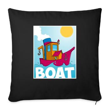 Cartoon image of a funny tugboat - Sofa pillowcase 17,3'' x 17,3'' (45 x 45 cm) - black - Front