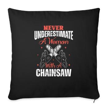 Bûcheron tronçonneuse arboriste - Housse de coussin décorative 45 x 45 cm - noir - Devant