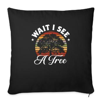 Bûcheron tronçonneuse arboriste - Housse de coussin décorative 45 x 45 cm - noir - Devant