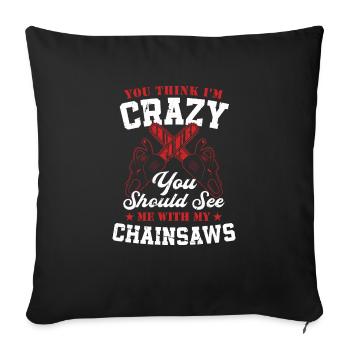 Bûcheron tronçonneuse arboriste - Housse de coussin décorative 45 x 45 cm - noir - Devant