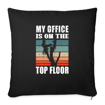 Bûcheron tronçonneuse arboriste - Housse de coussin décorative 45 x 45 cm - noir - Devant