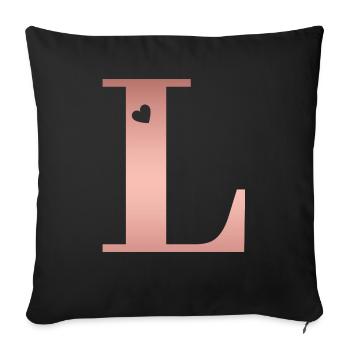 letter L rose gold - Sofa pillowcase 17,3'' x 17,3'' (45 x 45 cm) - black - Front