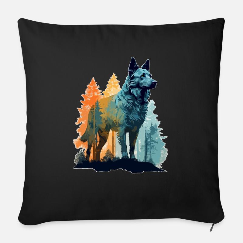 Hund in der Wildnis - Sofakissenbezug 45 x 45 cm - Schwarz