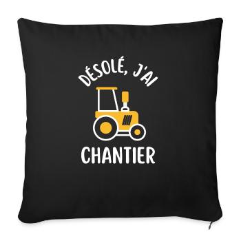 Chantier pelleteuse - Housse de coussin décorative 45 x 45 cm - noir - Devant