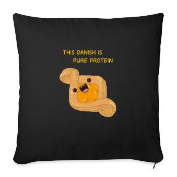 This Danish Is Pure Protein . Patisserie - Sofa pillowcase 17,3'' x 17,3'' (45 x 45 cm) - black - Front