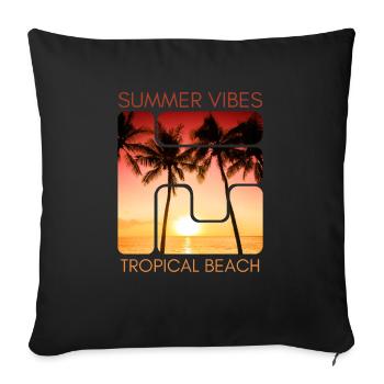 Summer vibes tropical beach - Housse de coussin décorative 45 x 45 cm - noir - Devant