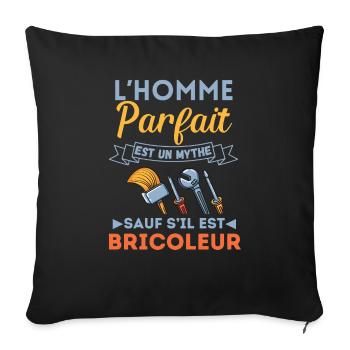 homme parfait bricoleur parfait 2 - Housse de coussin décorative 45 x 45 cm - noir - Devant