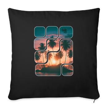 Palmier cocotier île été - Housse de coussin décorative 45 x 45 cm - noir - Devant