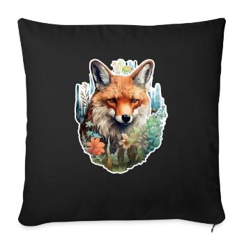 Tête de renard - Housse de coussin décorative 45 x 45 cm - noir - Devant