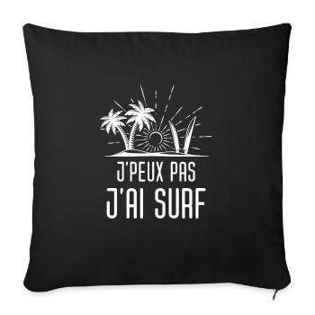 Surfeur surfeuse surf - Housse de coussin décorative 45 x 45 cm - noir - Devant