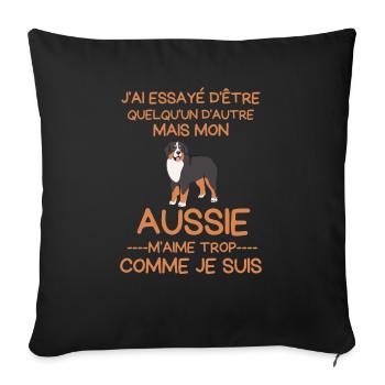 Berger australien aussie m aime trop - Housse de coussin décorative 45 x 45 cm - noir - Devant