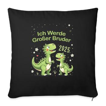 Ich Werde Großer Bruder 2025 Dino - Sofakissenbezug 45 x 45 cm - Schwarz - Vorne