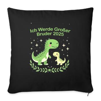 Ich Werde Großer Bruder 2025 Dino - Sofakissenbezug 45 x 45 cm - Schwarz - Vorne