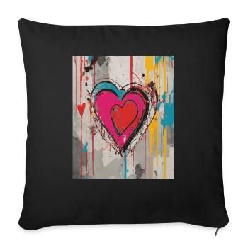 Herz für Kunstliebhaber - Sofakissenbezug 45 x 45 cm - Schwarz - Vorne