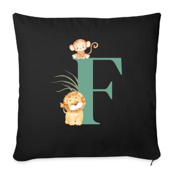 Lettre f vert animaux jungle - Housse de coussin décorative 45 x 45 cm - noir - Devant