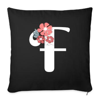 Letter f Minimalist Flowers - Sofa pillowcase 17,3'' x 17,3'' (45 x 45 cm) - black - Front