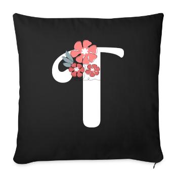 Buchstabe t Minimalistische Blumen - Sofakissenbezug 45 x 45 cm - Schwarz - Vorne