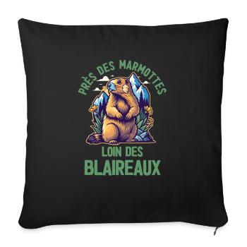 Humour marmotte - Housse de coussin décorative 45 x 45 cm - noir - Devant