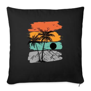Summer beach palm mountains - Sofa pillowcase 17,3'' x 17,3'' (45 x 45 cm) - black - Front
