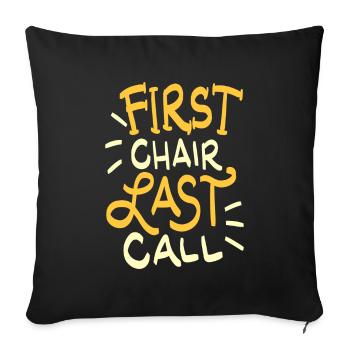 Première chaise cadeau dernier appel de ski - Housse de coussin décorative 45 x 45 cm - noir - Devant