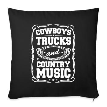 Cowboys Trucks et Country Music - Housse de coussin décorative 45 x 45 cm - noir - Devant