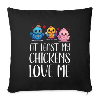 Poulet Au moins mes poules m’aiment oiseau - Housse de coussin décorative 45 x 45 cm - noir - Devant
