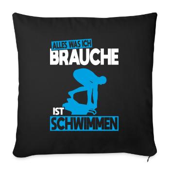 Tout ce dont j’ai besoin, c’est de nager - Idée cadeau - Housse de coussin décorative 45 x 45 cm - noir - Devant
