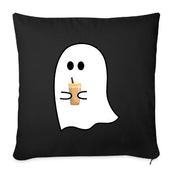 Ghost with Coffee | Ice Coffee, Espresso, Coffee - Sofa pillowcase 17,3'' x 17,3'' (45 x 45 cm) - black - Front