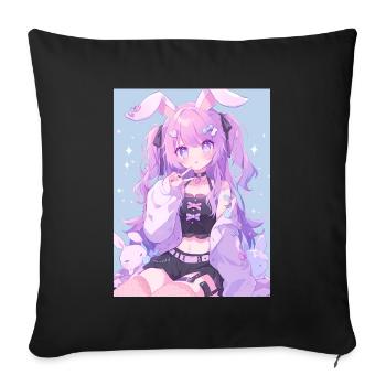 Bunny Bunny Girl Anime Manga Cadeau - Housse de coussin décorative 45 x 45 cm - noir - Devant