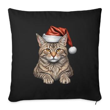Cute christmas cat - Sofa pillowcase 17,3'' x 17,3'' (45 x 45 cm) - black - Front