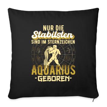 Sternzeichen Aquarius Wassermann Geschenkidee - Sofakissenbezug 45 x 45 cm - Schwarz - Vorne